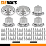 Front & Rear Semi Truck Wheel Axle Covers Spiked Fits Chrome Hub Kit 33MM New. Price: $176.96.