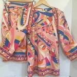 Vintage 1980S Pia Rucci 2 Pc 100% Silk Designer Pop Art Geometric Pink Blue Unspecified. Price: $85.00.