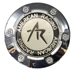 Aftermarket American Racing Wheels Single Center Hub Cap Model BC-231B Used. Price: $22.95.