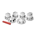 Chrome Hub Cover Axle Kit 33MM Truck Screw-on Front Rear Set Pointed Caps 40231 New. Price: $179.99.