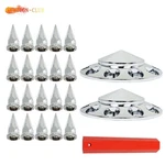 Fits Semi Truck 33MM Spiked Chrome Thread-on Nut Covers Abs Front Axle Kit New. Price: $40.37.