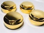 Hex Smooth Gold Knock Off Spinners + Wrench For Lowrider Wire Wheels, Set 4 New. Price: $399.99.