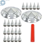 Semi Truck 33MM Spiked Chrome Thread-on Nut Covers Abs Plastic Front Axle New. Price: $40.07.