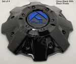 New Fuel 1001-63GBK D646 Gloss Black Blue 5/6 Lug Wheel Rim Center Caps. Price: $144.00.