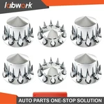 Labwork Chrome Hub Kit Front Rear Semi Truck Wheel Axle Covers Spiked 33MM New. Price: $115.01.
